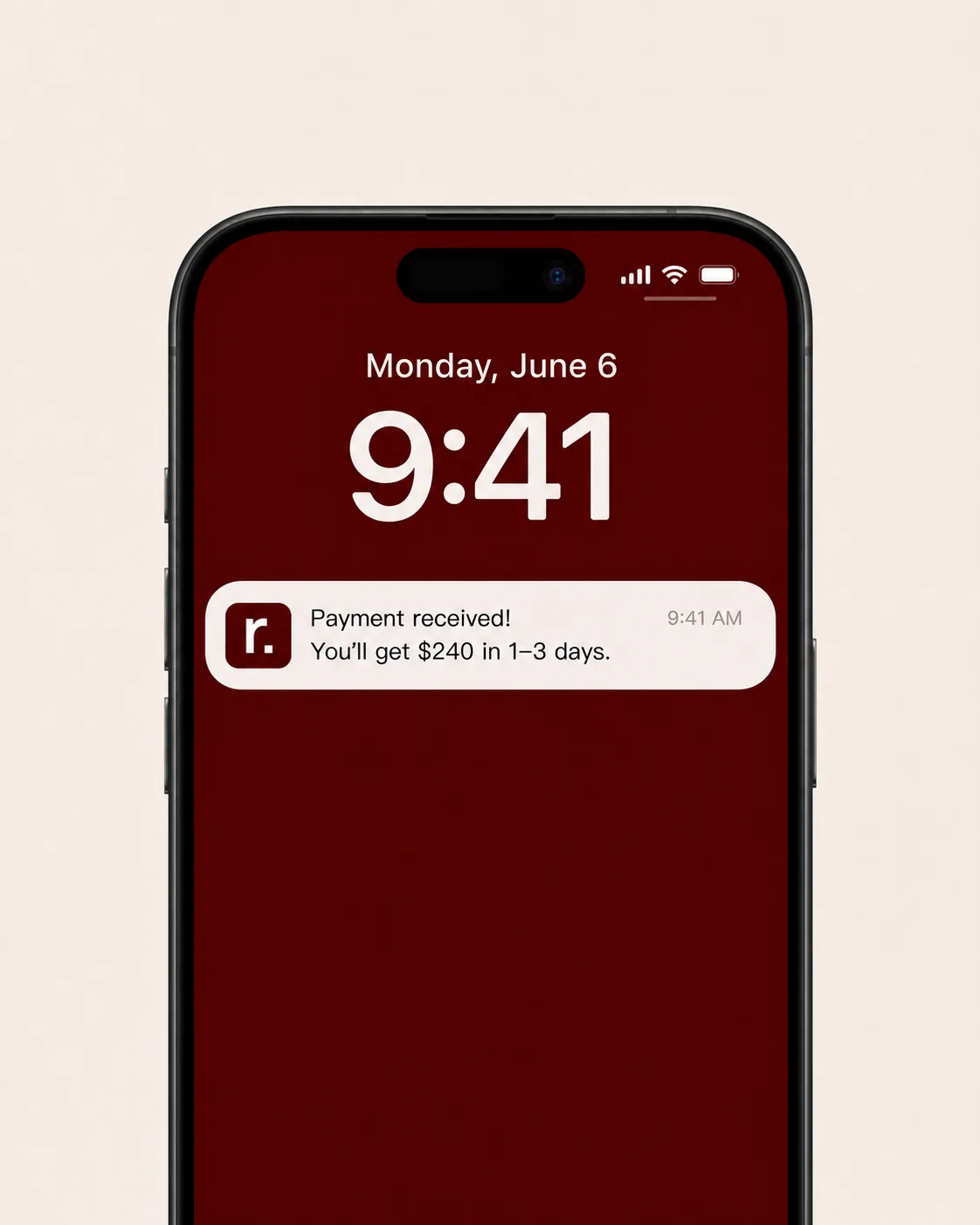 A Ragpiq payout alert: payment received, money on the way